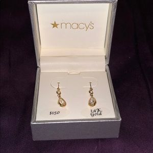 Macy’s 14K gold dangle earrings
